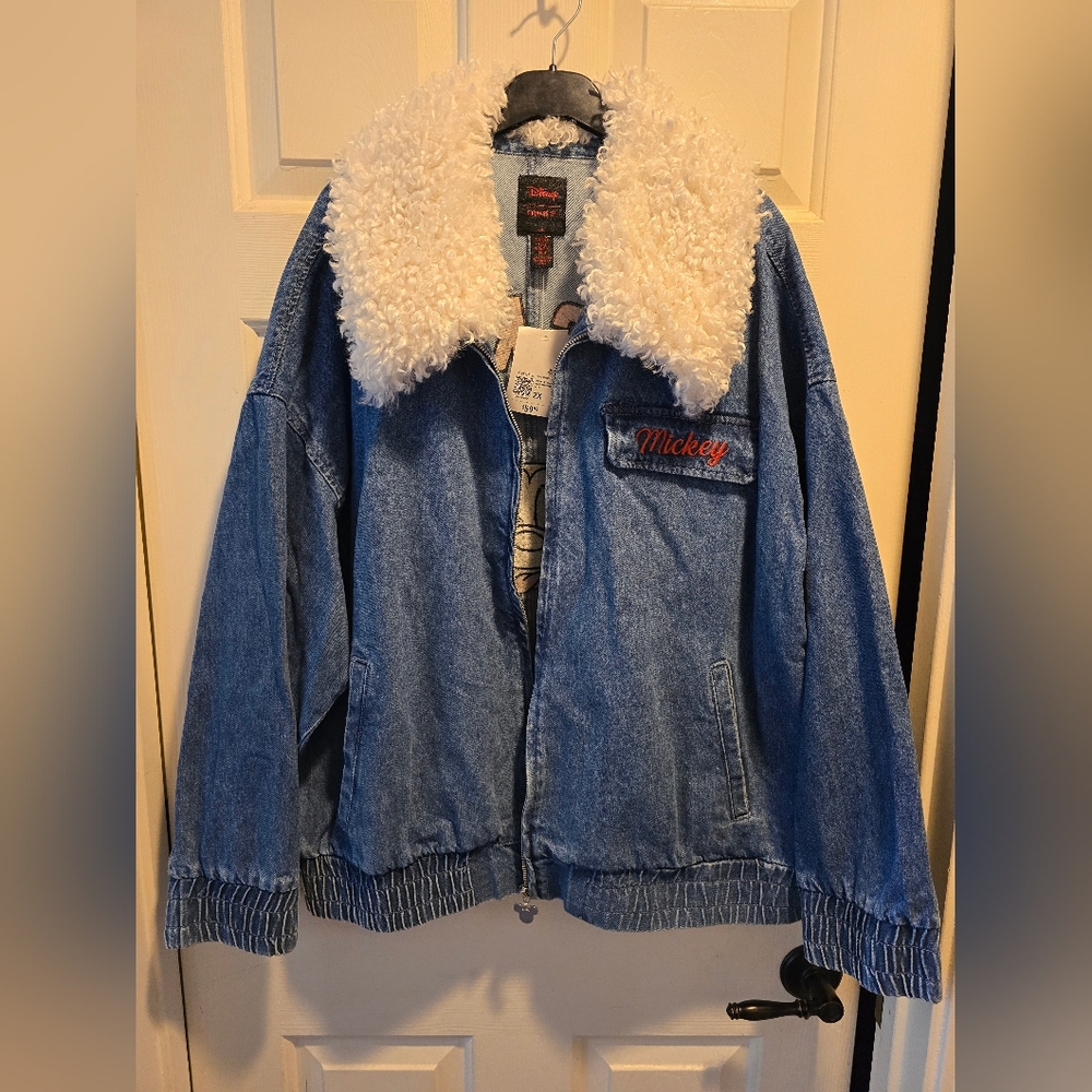 Disney x Forever 21 Blue Denim Jacket with Sherpa Collar